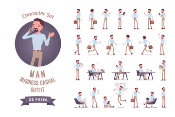 Smart business casual man ready-to-use character set