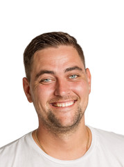 Fototapeta premium Handsome man laughing, isolated on white background