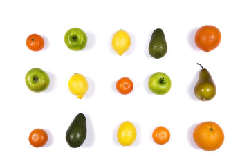 Assortment of exotic fruits Isolated on white background