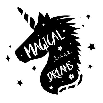Unicorns Horse Cute Dream Fantasy Cartoon Character Vector Illustration 
