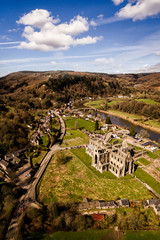 Aerial View of The Tintern Abbey church, first Cistercian foundation in Wales, dating back to a.d. 1131