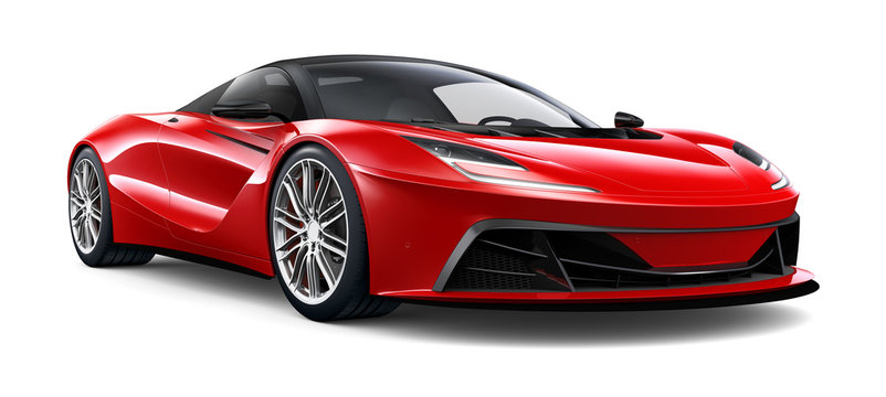 Red sport coupe car isolated on white