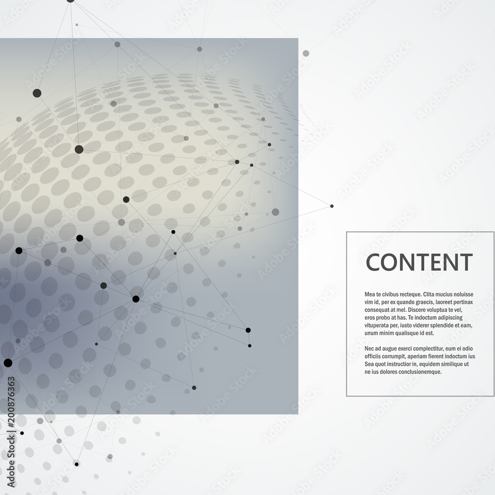 Poster Vector connect design and halftone circle with molecule connect background
