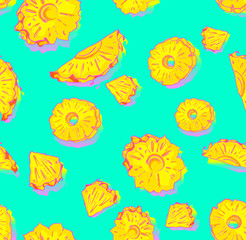 Tropical background with pineapple slices pattern.