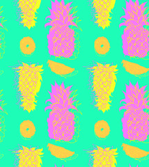 Obraz premium Tropical background with pineapple pattern.