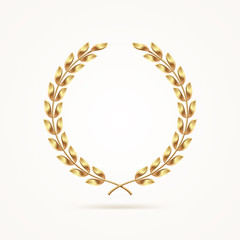 Golden laurel wreath. Vector illustration.