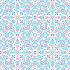 Oriental seamless geometric fabric pattern. Ethnicity ornament. Ornamental background, texture, tiled. Floral elements, mandala decor. Arabic, Islamic, moroccan, asian, indian native african motifs.
