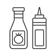 Ketchup and mustard linear icon