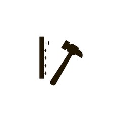 Hammer and nails icon. flat design