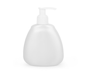 Plastic Clean Three blank bottles With Dispenser Pump on white background