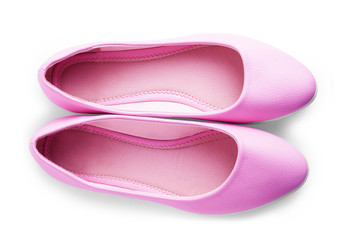 Pink women's shoes on a white background