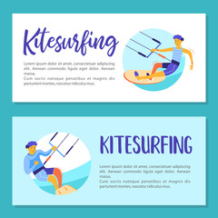 Kitesurfing. Vector illustration.