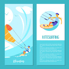 Kitesurfing. Vector illustration.