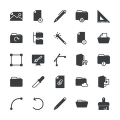 Modern Simple Set of folder, files, design Vector fill Icons. ..Contains such Icons as  cloud,  smooth,  isolated,  graphic,  white,  write and more on white background. Fully Editable. Pixel Perfect.