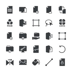 Modern Simple Set of folder, files, design Vector fill Icons. ..Contains such Icons as  illustration, change,  download, technology,  sign and more on white background. Fully Editable. Pixel Perfect.