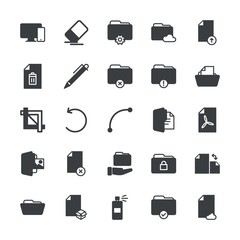 Modern Simple Set of folder, files, design Vector fill Icons. ..Contains such Icons as technology,  dirty,  tablet, data, folder, box, file and more on white background. Fully Editable. Pixel Perfect.