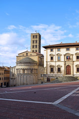 Fototapeta premium The apse of the Cathedral seen from Piazza Grande - Arezzo - Tuscany - Italy