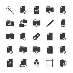 Modern Simple Set of folder, files, design Vector fill Icons. ..Contains such Icons as  color, check, internet, error, multimedia, broken and more on white background. Fully Editable. Pixel Perfect.