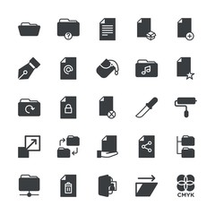 Modern Simple Set of folder, files, design Vector fill Icons. ..Contains such Icons as  text, security,  icon,  business, network,  color and more on white background. Fully Editable. Pixel Perfect.