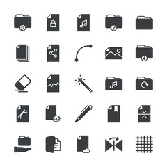 Modern Simple Set of folder, files, design Vector fill Icons. ..Contains such Icons as  download,  computer,  illustration, folder,  book and more on white background. Fully Editable. Pixel Perfect.