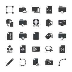 Modern Simple Set of folder, files, design Vector fill Icons. ..Contains such Icons as  smooth,  internet,  error,  computer,  data,  bound and more on white background. Fully Editable. Pixel Perfect.