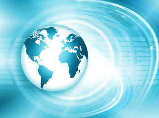 Best Internet Concept of global business. Globe, glowing lines on technological background. Wi-Fi, rays, symbols Internet, 3D illustration