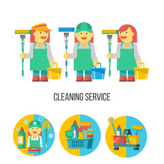 Cleaning service. Vector illustration, emblem.