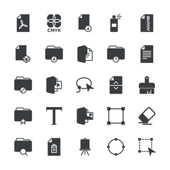 Modern Simple Set of folder, files, design Vector fill Icons. ..Contains such Icons as download,  spray,  background,  isolated,  symbol and more on white background. Fully Editable. Pixel Perfect.