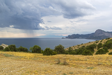 Fototapeta premium The Black Sea coast in cloudy weather. Crimea.
