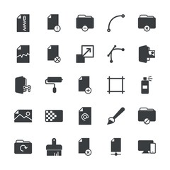 Modern Simple Set of folder, files, design Vector fill Icons. ..Contains such Icons as technology,  web,  concept,  delete, error,  sign and more on white background. Fully Editable. Pixel Perfect.