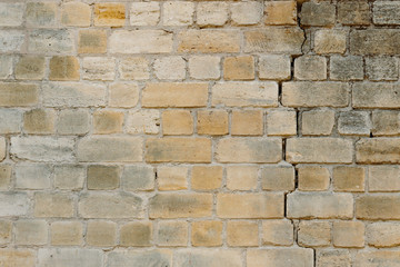 Old yellow brick wall for texture or background