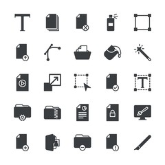 Modern Simple Set of folder, files, design Vector fill Icons. ..Contains such Icons as  illustration,  drawing, paint, enlarge,  data, box and more on white background. Fully Editable. Pixel Perfect.