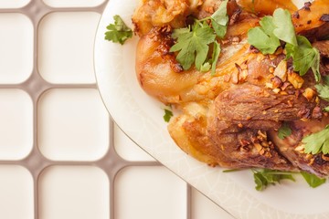Fried meat on the kitchen table.