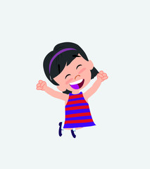 White girl jumping for joy.