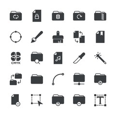 Modern Simple Set of folder, files, design Vector fill Icons. ..Contains such Icons as paint,  choice, change,  point,  business, anchor and more on white background. Fully Editable. Pixel Perfect.