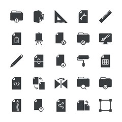 Modern Simple Set of folder, files, design Vector fill Icons. ..Contains such Icons as  rotation,  storage,  background,  vector,  tool and more on white background. Fully Editable. Pixel Perfect.