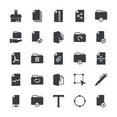 Modern Simple Set of folder, files, design Vector fill Icons. ..Contains such Icons as  brush,  design,  folder,  network,  choose,  choice and more on white background. Fully Editable. Pixel Perfect.