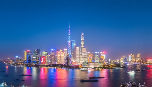 charming nightfall in shanghai