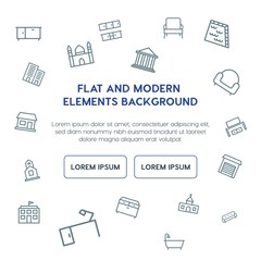 buildings, furniture outline vector icons and elements background concept on white background...Multipurpose use on websites, presentations, brochures and more