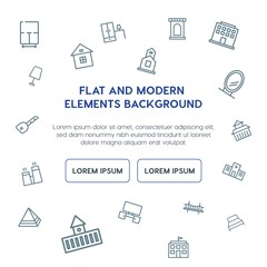 buildings, furniture outline vector icons and elements background concept on white background...Multipurpose use on websites, presentations, brochures and more