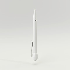White pen on bright background. minimal concept 3d rendering