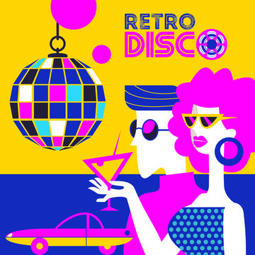 Retro disco party. Vector illustration.
