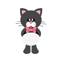 cartoon cute cat black with tie