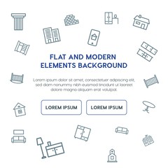 buildings, furniture outline vector icons and elements background concept on white background...Multipurpose use on websites, presentations, brochures and more