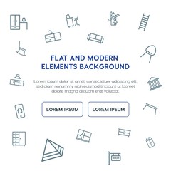 buildings, furniture outline vector icons and elements background concept on white background...Multipurpose use on websites, presentations, brochures and more