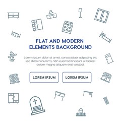 buildings, furniture outline vector icons and elements background concept on white background...Multipurpose use on websites, presentations, brochures and more