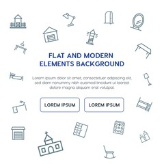 buildings, furniture outline vector icons and elements background concept on white background...Multipurpose use on websites, presentations, brochures and more