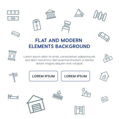 buildings, furniture outline vector icons and elements background concept on white background...Multipurpose use on websites, presentations, brochures and more