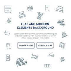 buildings, furniture outline vector icons and elements background concept on white background...Multipurpose use on websites, presentations, brochures and more