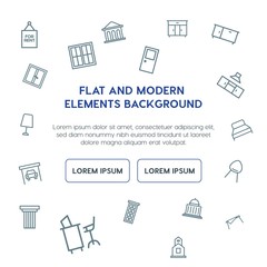 buildings, furniture outline vector icons and elements background concept on white background...Multipurpose use on websites, presentations, brochures and more